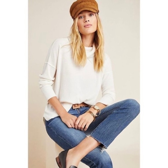 Anthropologie Maeve Ainsley Turtleneck Thermal Long Sleeve Waffle Knit Top - Picture 3 of 15